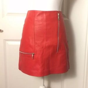 Max Piel Red Leather Zipper Skirt Size 7
